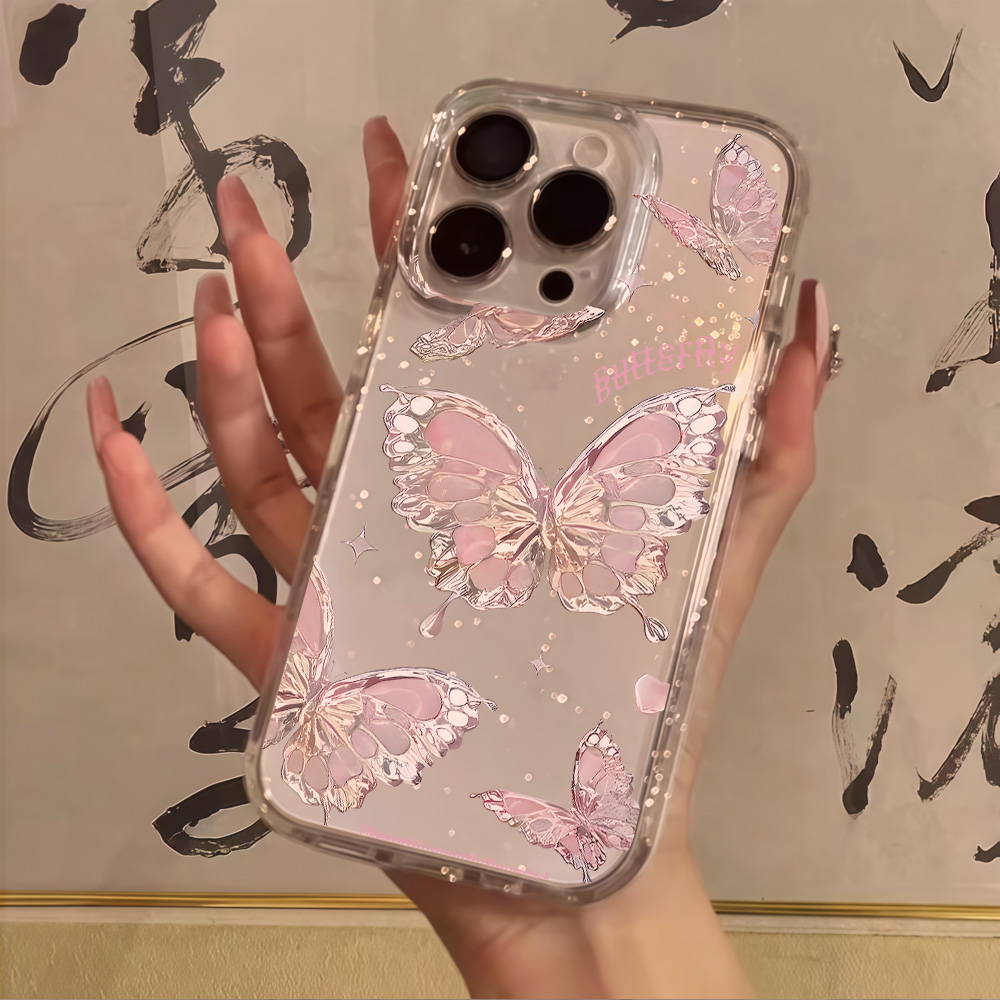 Clear Shockproof Bumper Case - Coque de téléphone transparente à paillettes