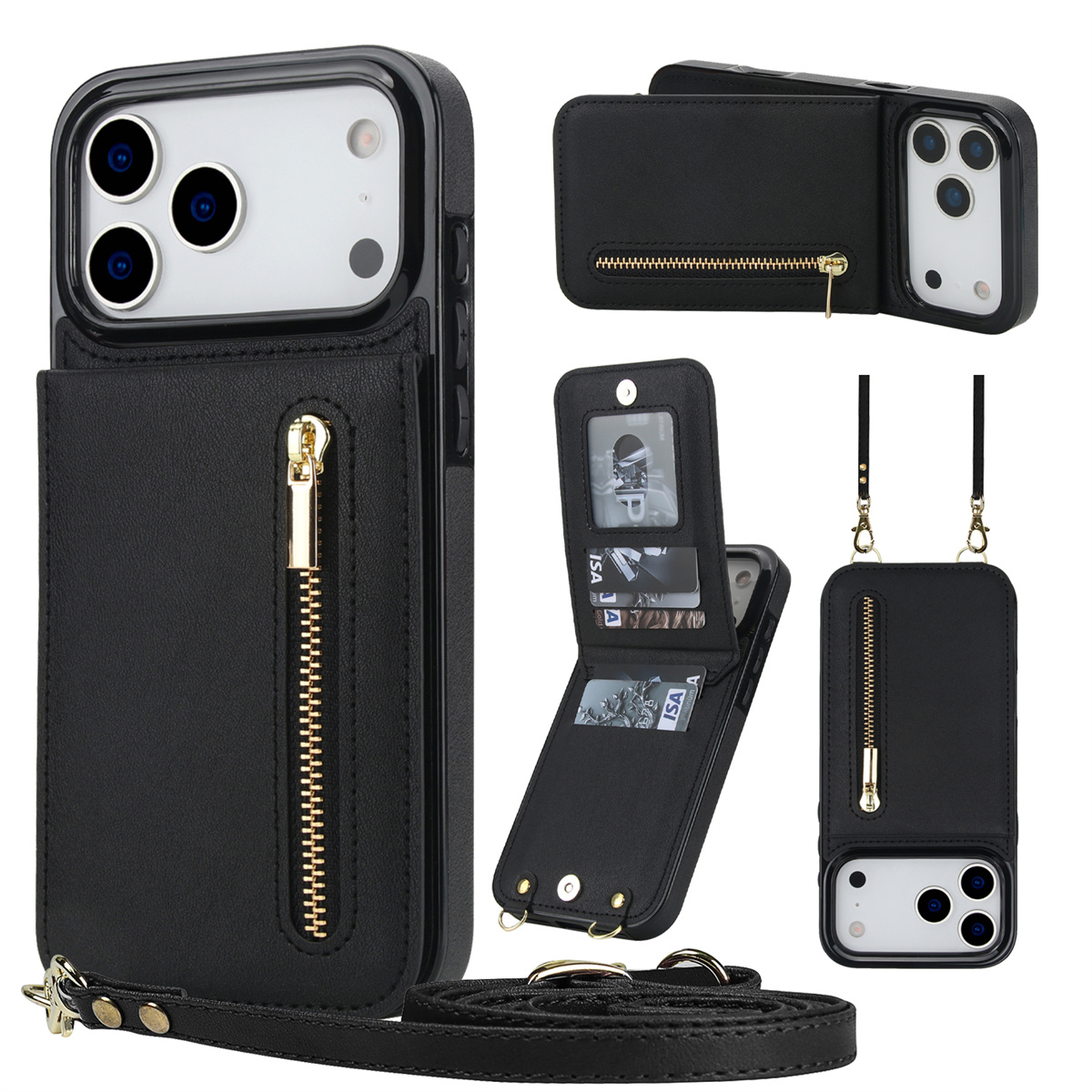 Étui de téléphone en cuir avec - Leather Wallet Card Holder Phone Cover avis et prix